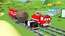 Le Train et la Super Patrouille  camion pompier & voiture de police   Dessin animé pour enfants
