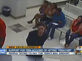 Woman charged with attacking man with bat receives support