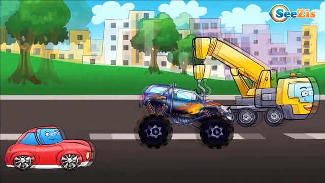 ✔ Carritos Para Niños. Grúa, Camión de bomberos, Un camion monstruo. Caricaturas de carros ✔