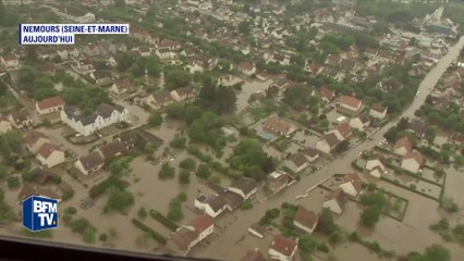 Download Video: Intempéries: le centre-ville de Nemours totalement inondé vu du ciel