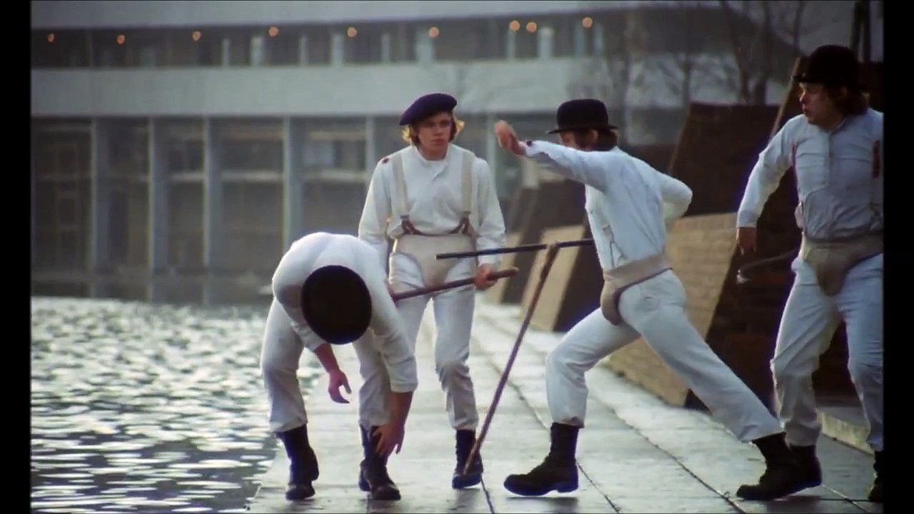 A Clockwork Orange (1971): Alex puts his Droogs in place scene