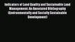 Read Books Indicators of Land Quality and Sustainable Land Management: An Annotated Bibliography