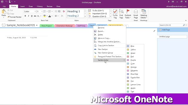 OneNote #Tutorial ~ Chapter05-Creating, moving, and deleting sections