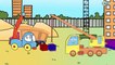 Crane with Building Vehicles. Excavator with Truck. Building a house in Cartoons for children