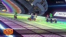 Wii U - Mario Kart 8 - Regenboogbaan (ik ben metal mario en nigel is Yoshi)