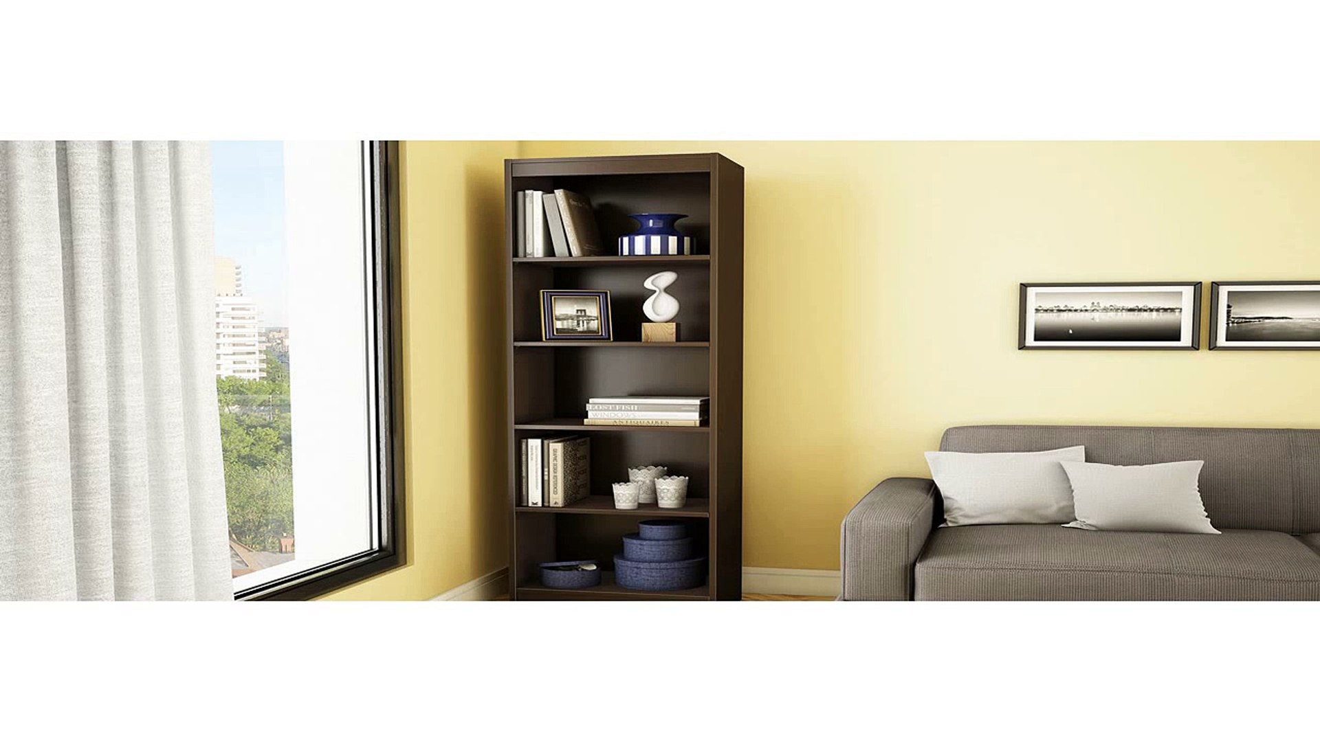 South Shore Axess Collection 5 Shelf Narrow Bookcase Pure White