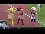 Indians' Jason Kipnis bowls over Ketchup in Hot Dog Derby