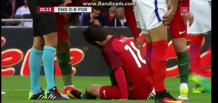 Horror Foul on Rafa Silva - England 0-0 Portugal - 02-06-2016