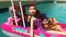 Barbie Mike The Merman Saves Elsa, Anna and Frozen Kids from Glam Boat Accident Mermaid Toys