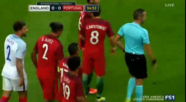 Bruno Alves RED CARD England 0 - 0 Portugal Friendly Match 2-6-2016