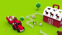 Мультики про машинки Трактор на ферме Домашние животные для детей- учим названия  и голоса животных