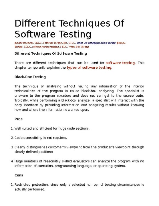 Different-Techniques-Of-Software-Testing