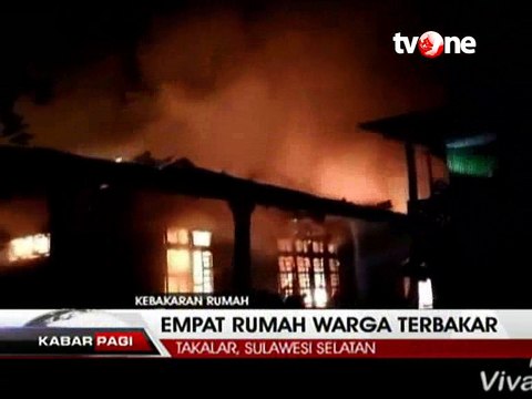 Kebakaran Hanguskan Empat Rumah di Takalar