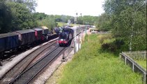 Swanage Railway No. 53 steam train puffing away from Norden Railway Station, 28/5/2012