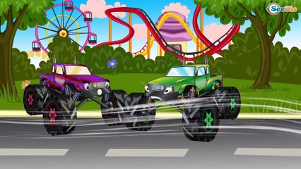 ✔ Carros Para Niños. Un Camion Monstruo, Coche de Carreras, Camión de bomberos. Tiki Taki Camiones