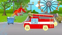 Tow Truck and Car Wash & Car Service. Fire Truck with Monster Truck. Cars Cartoons for children