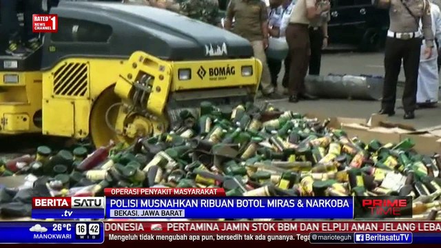 Polisi Bekasi dan Depok Ribuan Botol Miras Hasil Operasi Pekat