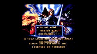 Super Star Wars The Empire Strikes Back Super Nintendo Entertainment System menu and game idle scree