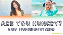 EXID (이엑스아이디) – Are You Hungry؟ (냠냠쩝쩝) (Junghwa & Hyerin) [Color Coded Lyrics] (ENG⁄ROM⁄HAN)