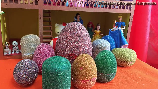 Kinder Ovos brilhantes Princesas Disney Pepa Pig Hello Kit Frozen Pony Moranguinho TinkerBell Fadas Massinha Play Doh