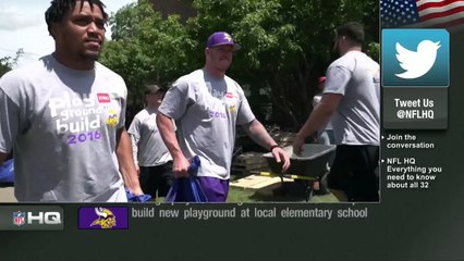 Vikings players help build new playground at local school
