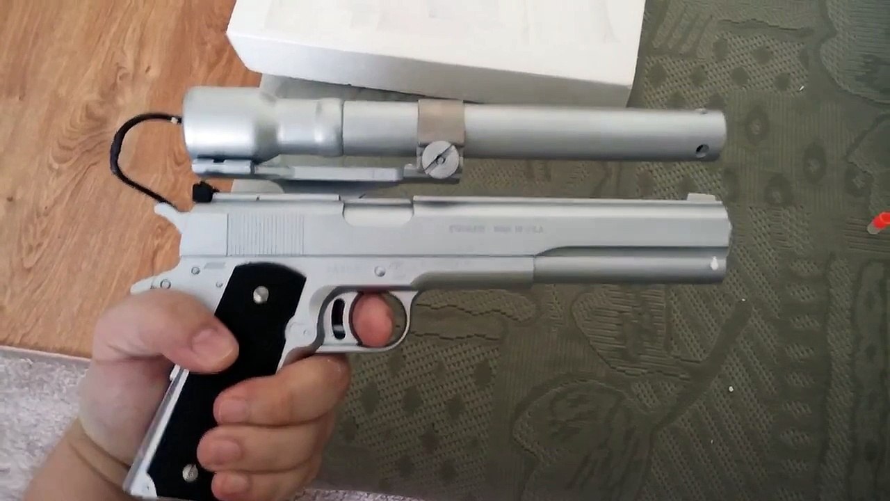 Terminator Longslide with laser sight replica v4 with opened laser lense