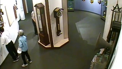 RAW Man ignores museum rules touches priceless Clock who falls from wall and smashes