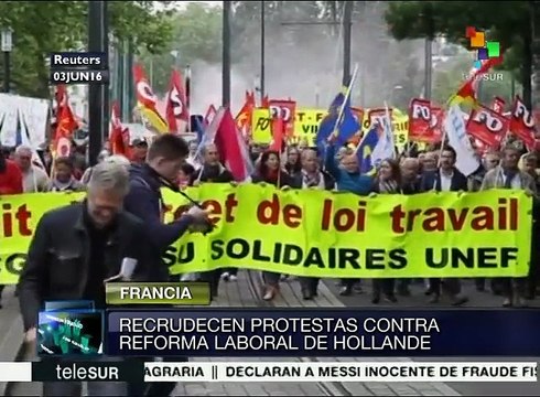 Francia: se intensifican protestas contra reforma laboral de Hollande