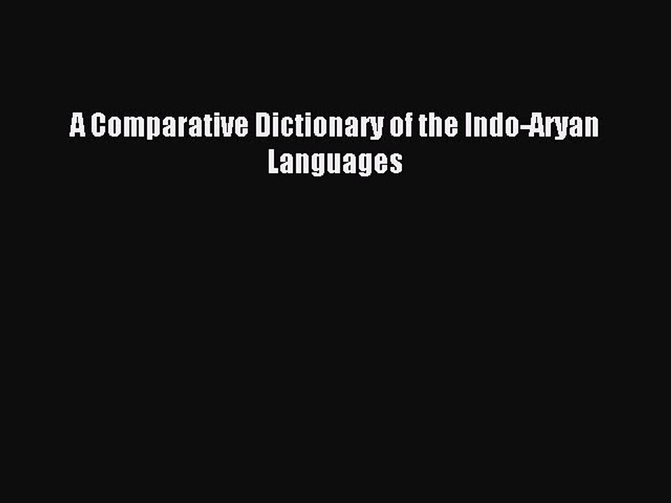 Download A Comparative Dictionary of the Indo-Aryan Languages PDF Free