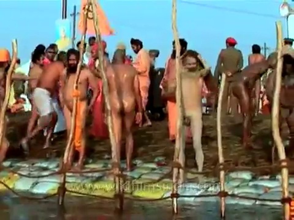 Naga sadhus on the banks of river Ganga during Ardh Kumbh Mela in 2007