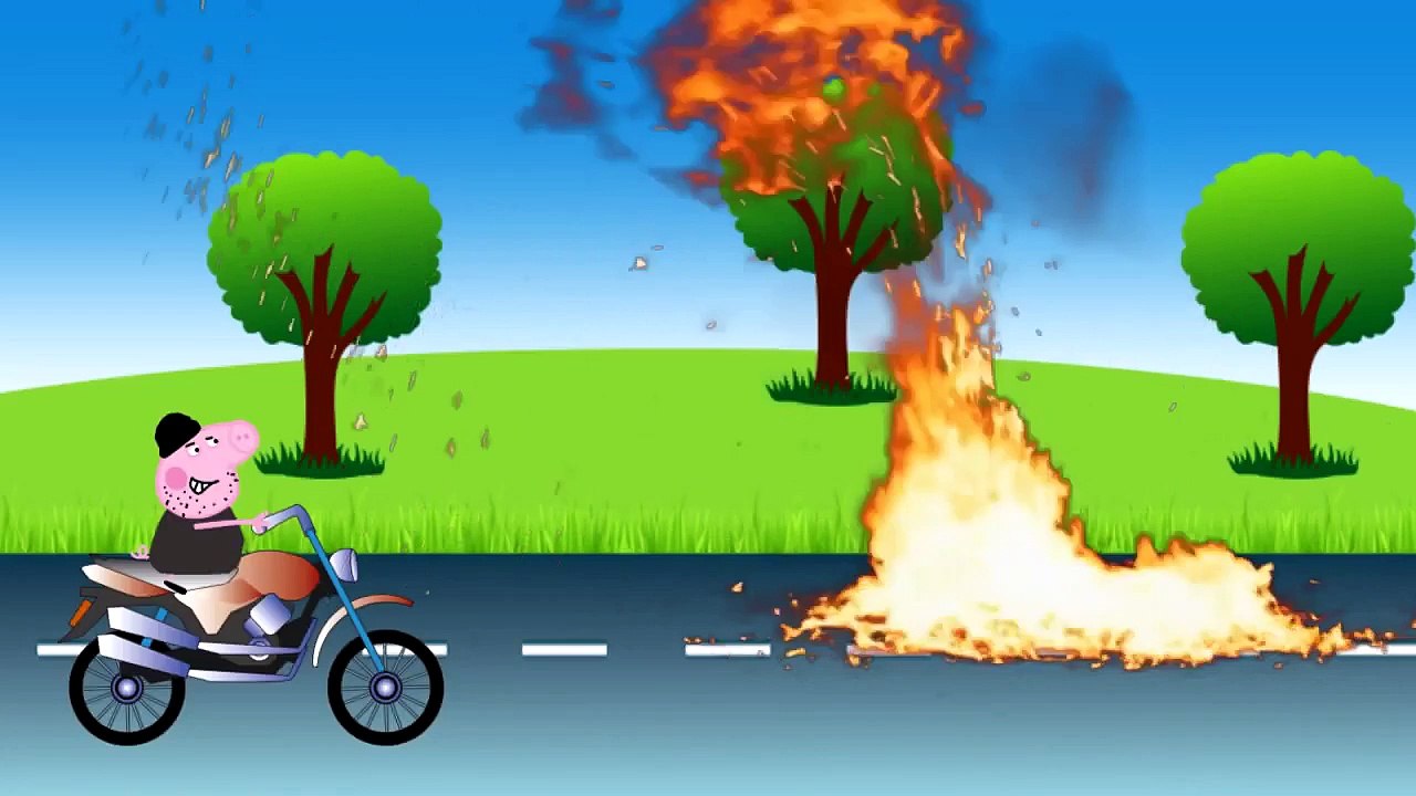 PEPPA PIG POLICE BIKE vs. GANGSTER MOTORCYCLE -  monster truck for kids tyz.