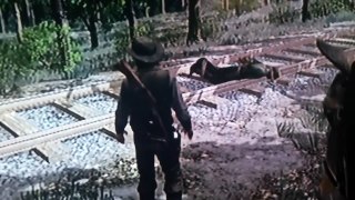 Guy gets hit by a train on Red Dead Redemption