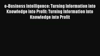 Download e-Business Intelligence: Turning Information into Knowledge into Profit: Turning Information