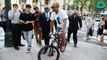 Green-Haired Pharrell Williams Spends a Day on a Bike Tour of NYC’s Various G-Star Stores