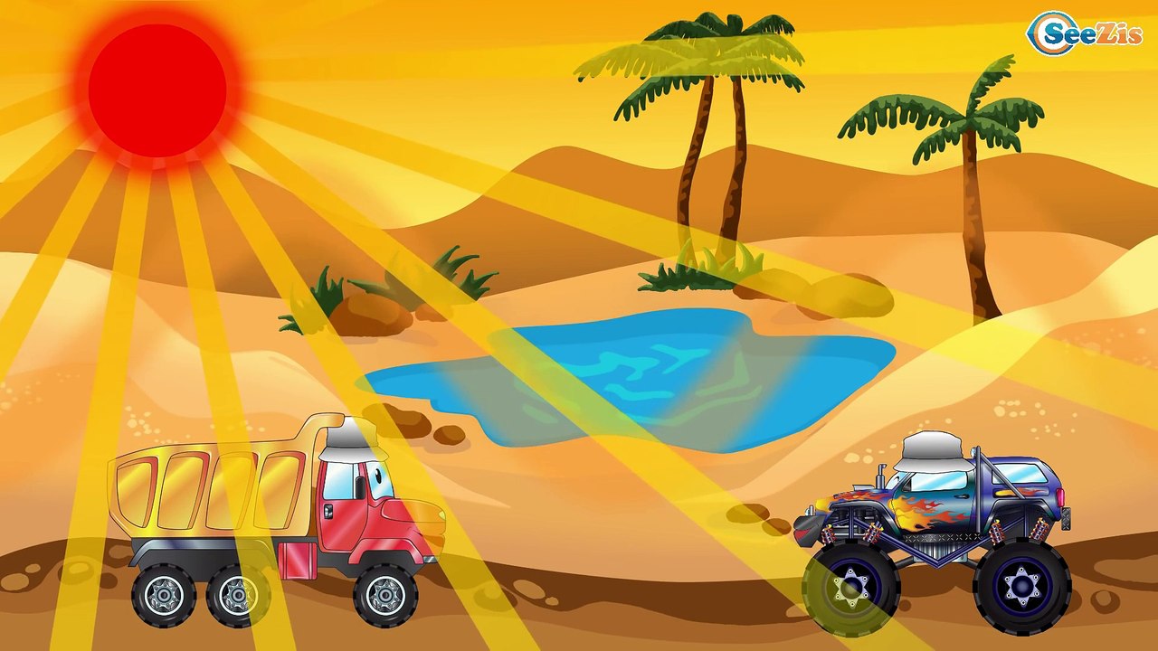 Cars Cartoon for children. Monster Truck and Truck. A new oasis in the desert. Funny Cars for kids