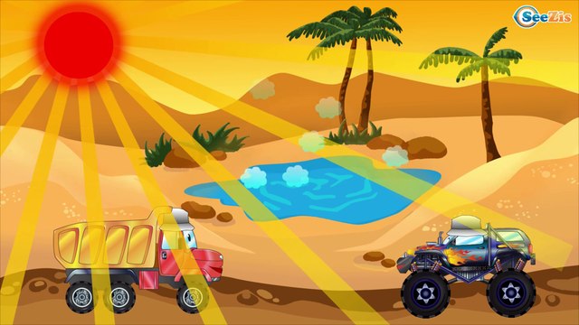 Мультики про машинки. Монстр Трак и Грузовик – новый оазис в пустыне. Веселые машинки
