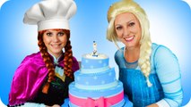 Frozen Elsa & Frozen Anna Cooking Frozen Elsa Cake W/ Spiderman - Fun Superheroes Movie In Real Life
