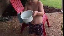 A 5 year old boy doing the ice bucket challenge