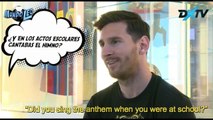 Lionel Messi receives a cheeky question about not singing the Argentine national anthem