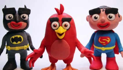 Batman Angry Bird Stop Motion _ Angrybirds Costume Superman Superhero Play Doh Videos