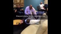 Shaq And Charles Barkley Wrestle At NBA TNT Studio