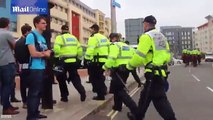 Group of far right anti immigration protesters march in Bristol