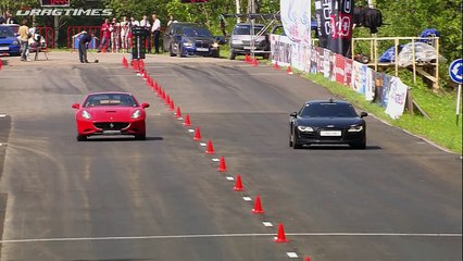 Ferrari California vs Audi R8 V10 with ECU