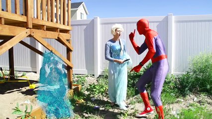 Spiderman & Frozen Elsa, Anna, Pink Spidergirl, Catwoman, Police Funny Superhero in real life