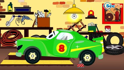 Car Cartoons for kids. Monster Truck. Racing Car. Cement Mixer & Tractor build the road. Episode 3