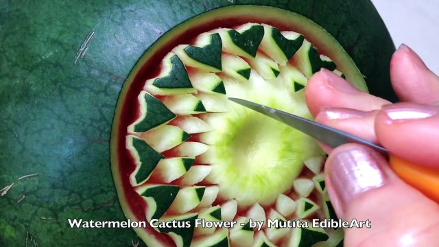 Watermelon Beautiful Cactus Flower - Advanced Lesson 15 By Mutita Thai Art Of Fruit And Veg Carving