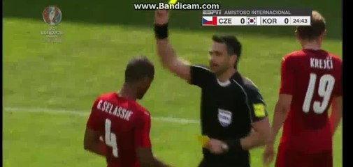 Selassie Red CARD - Czech Rep 1-2 Korea Rep - 05-06-2016