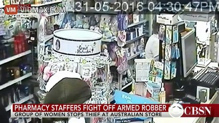 Female Pharmacy Staffers Fight Off Armed Robber Using Walking Sticks!