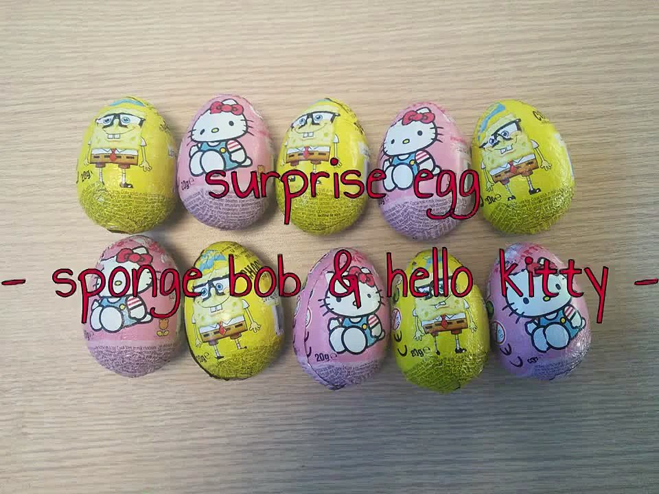 10 surprise eggs unboxing   Hello Kitty & Sponge Bob   jajko z niespodzianka