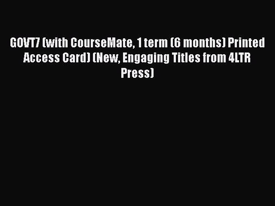 [PDF] GOVT7 (with CourseMate 1 term (6 months) Printed Access Card) (New Engaging Titles from